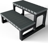 Grevo Outdoor Hot Tub Steps - Non-Slip Plastic Spa Steps, 23.6" Wide, Grey