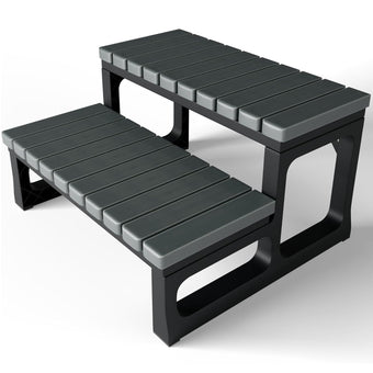 compare product GREVO Hot Tub Steps Grey/Spa Steps for Round or Straight Sided Spa, Non-Slip Steps for Outdoor/Indoor (Grey)