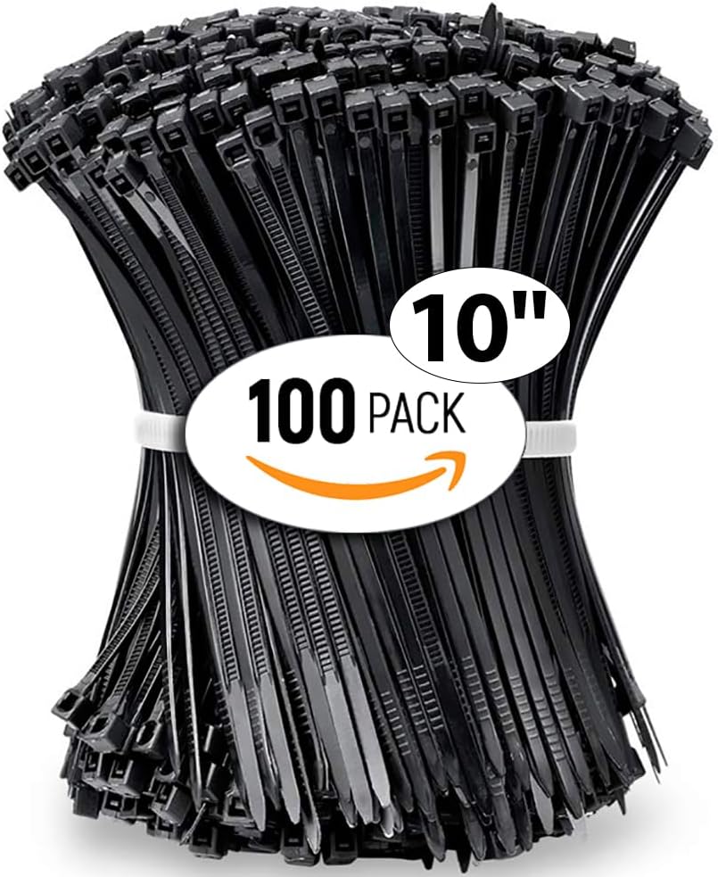 ALBO Zip Ties Black 10 Inch 100 Pack 50lb
