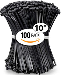 ALBO Zip Ties Black 10 Inch 100 Pack 50lb