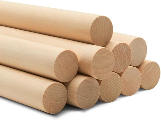 Albo 1" x 36" Birch Wooden Dowel Rods - 10 Pack for Crafts, Furniture & DIY Projects