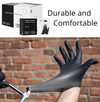 Grevo Disposable 5 & 8 Mil Black Nitrile Gloves S-XL – Heavy Duty Latex & Powder-Free – Textured, Chemical-Resistant (100 PCS 5 Mil, Medium)