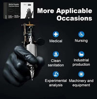 Disposable Black Nitrile Gloves, Size L, 5 Mil Latex, Pack 100 pcs