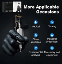 Grevo Disposable 5 & 8 Mil Black Nitrile Gloves S-XL – Heavy Duty Latex & Powder-Free – Textured, Chemical-Resistant (100 PCS 5 Mil, Medium)