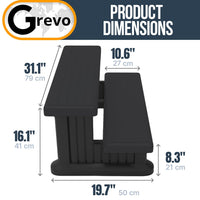 GREVO Outdoor Steps for Hot Tub Wide 31", Black/Fits Round and Straight Pools, Non-Slip Steps, Quick Assemble