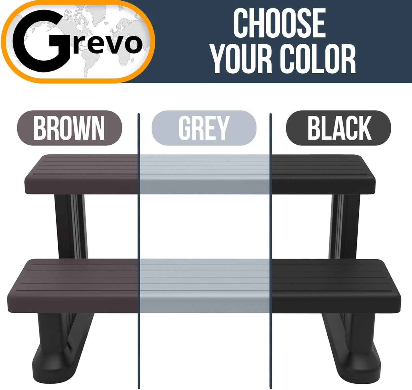 Grevo Hot Tub Steps Wide 31 inch Gray Plastic Anti-Slip