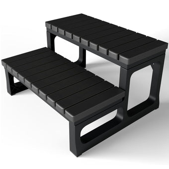 compare product GREVO Hot Tub Steps/Spa Steps for Round or Straight Sided Spa, Non-Slip Steps for Outdoor/Indoor (Black)