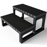 GREVO Hot Tub Steps/Spa Steps for Round or Straight Sided Spa, Non-Slip Steps for Outdoor/Indoor (Black)