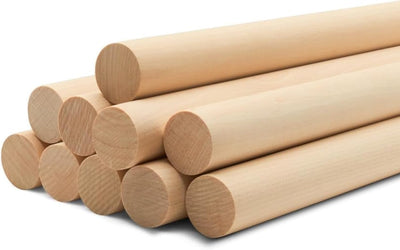 ALBO 1/2" x 36" Wooden Dowel Rods, Birch Natural Hardwood Rods, 10 pieces