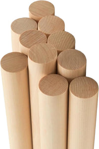 ALBO Birch Wooden Dowel Rods 1" x 48" 10 Pack
