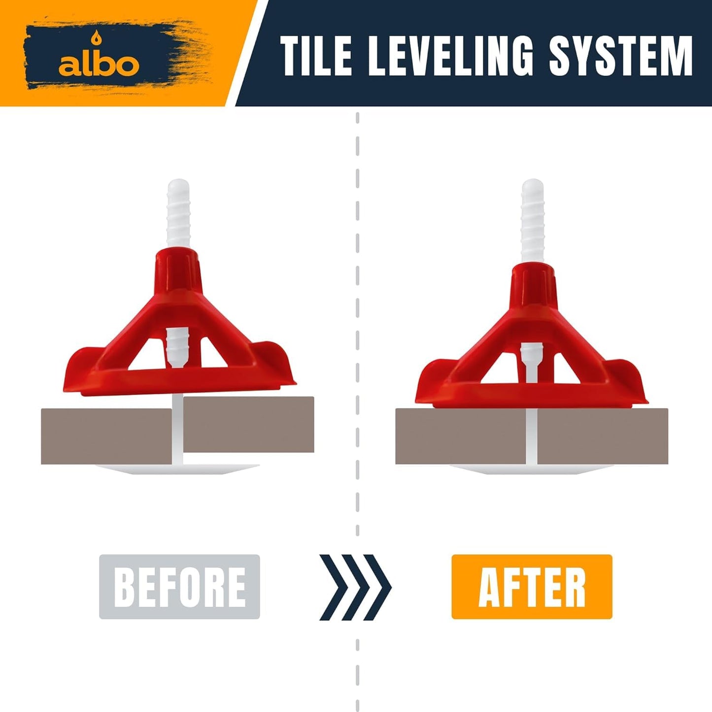 ALBO Tile Leveling System Base Plates 1/8" - 250 PCS - Professional Floor & Wall Spacers, Anti-Lippage Installation Clips for All Tile Formats, Self-Leveling Spacer System