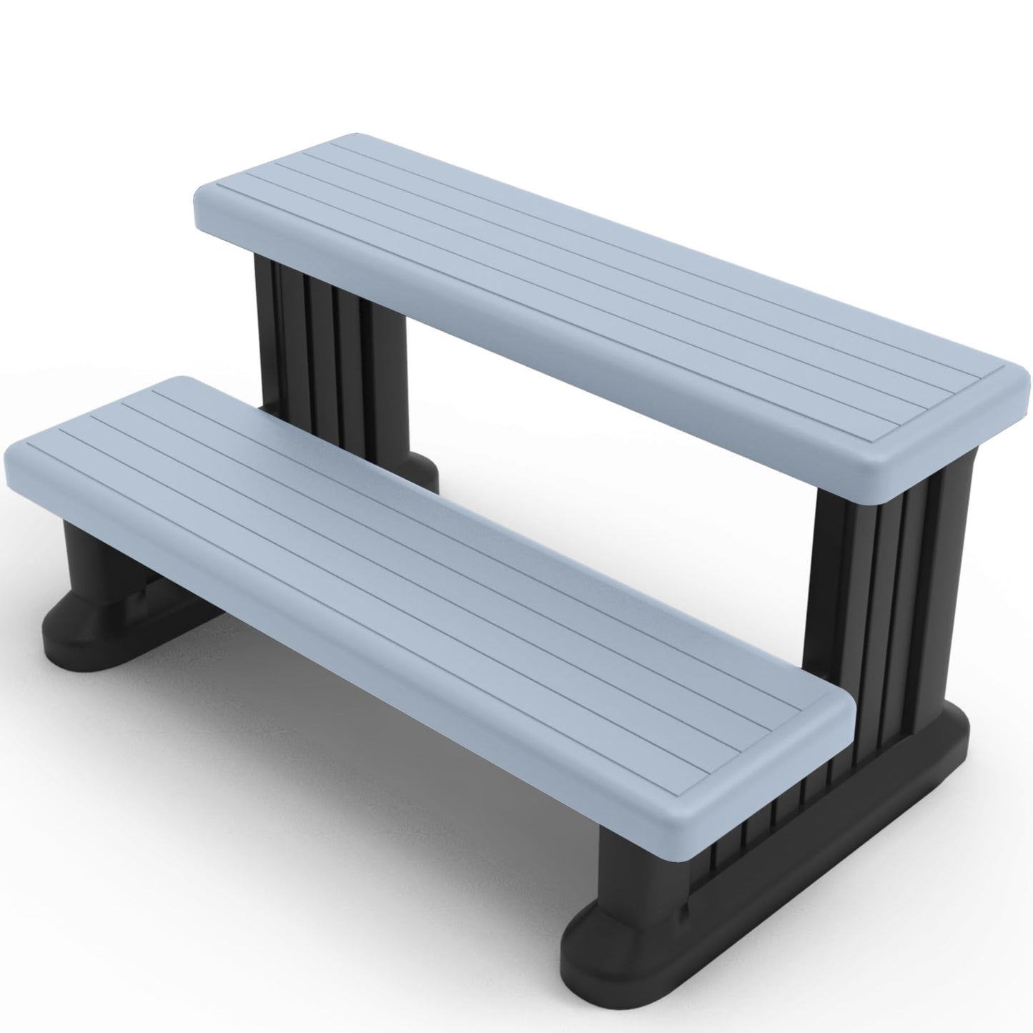 GREVO Outdoor Steps for Hot Tub Wide 31", Gray/Fits Round and Straight Pools, Non-Slip Steps, Quick Assemble