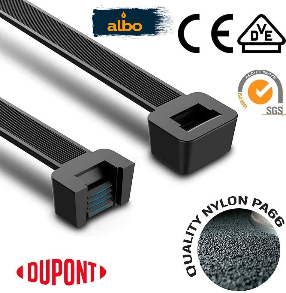 ALBO Black Zip Ties Assorted Sizes 400 Pack Plastic Cable Ties 6+8+10+12 inch Wire Tie UV Resistant Nylon Tie Wraps Assorted Sizes