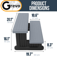 GREVO Outdoor Steps for Hot Tub Wide 31", Gray/Fits Round and Straight Pools, Non-Slip Steps, Quick Assemble