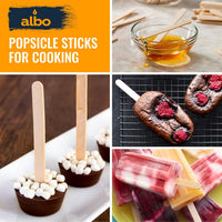 ALBO Birch Popsicle Sticks for Crafts, Foods and DIY projects, 4"/5"/6" set, 300 pieces