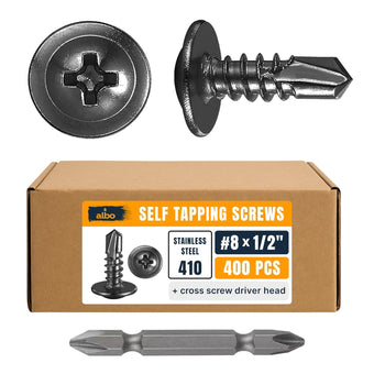 compare product ALBO #8 x 1/2 inch Stainless Steel Self-Tapping Truss Head Screws 400pcs