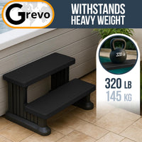 GREVO Outdoor Steps for Hot Tub Wide 31", Black/Fits Round and Straight Pools, Non-Slip Steps, Quick Assemble