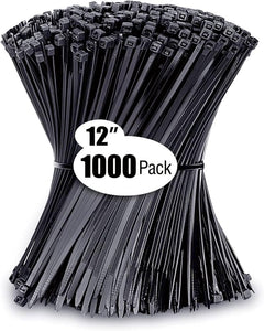ALBO NEW Zip Ties Black 12 Inch 1000 Pack 50 lb