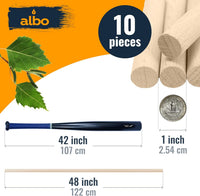 ALBO Birch Wooden Dowel Rods 1" x 48" 10 Pack