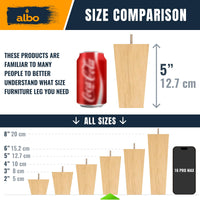 ALBO Wood Furniture Legs 5 inch, Heavy Duty Sofa Legs, Pack of 4 Square Couch Legs Covered with Clear Varnish, Sofa Replacement Parts, for Dresser Legs, Sideboard, Recliner Couch, Circle Chair