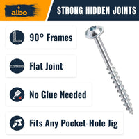 ALBO Pocket Hole Screws #8 x 2 inch Carbon Steel 300pcs
