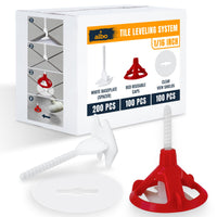 ALBO Tile Leveling System Set 1/16 inch - 200 PCS - Professional Floor & Wall Spacer Kit with Reusable Caps & Protection Plates - Anti-Lippage Installation Tools for Large and Small Tile Formats