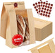 Brown Craft Paper Bread Bags with Window & Tin Ties (30 Pack + Stickers) - 14x8.3x3.5" Bakery Bags for Homemade Bread, Small Batch Baking, Home Bakery, Fresh Pastries & Bake Sale Gift Packaging