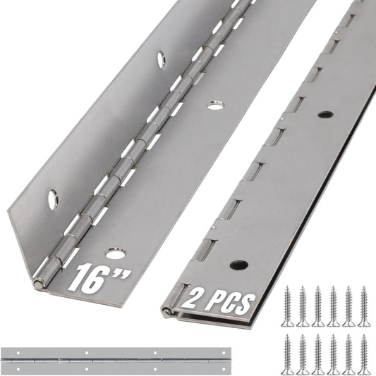 ALBO 16 Inch Silver Heavy Duty Stainless Steel Piano Hinge 2-Pack