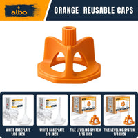ALBO 100 Reusable Orange Caps for Tile Leveling System - Floor & Wall Spacers for Ceramic, Stone & Tile