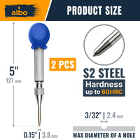 ALBO Automatic Spring Loaded Center Punch Tool for Metal & Wood (2pcs)