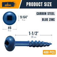 ALBO #8 x 1-1/2 inch Pocket Hole Screws 400 Pack