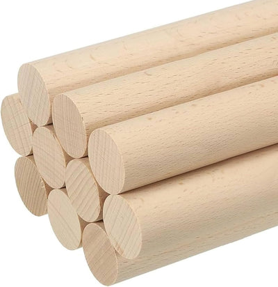 ALBO 1" x 12" Wooden Dowel Rods, Birch Natural Hardwood Rods, 25 pieces