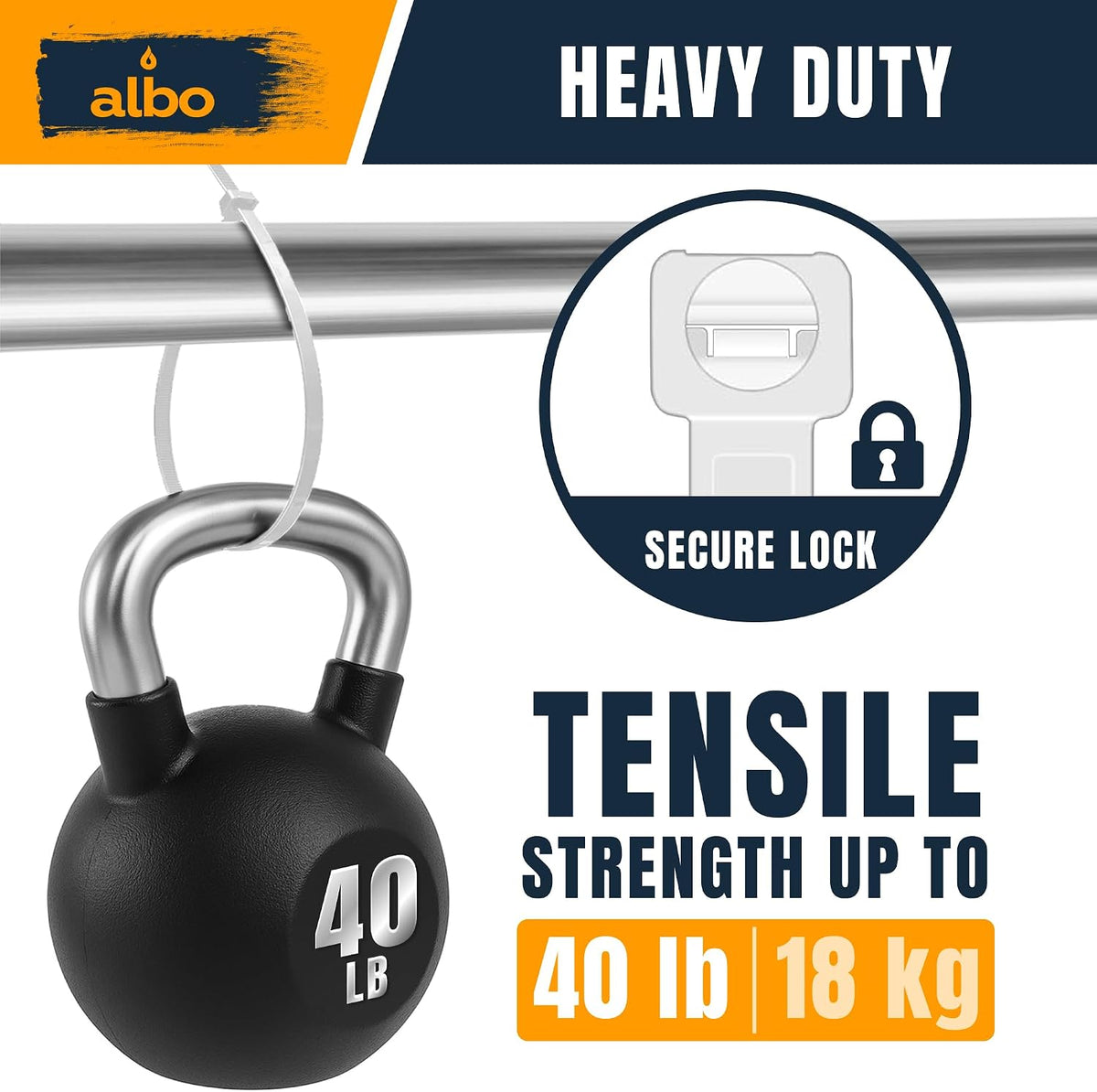 ALBO 1000 Pcs. White Zip Ties, 6 Inch, Heavy Duty, 40 lb Tensile Strength
