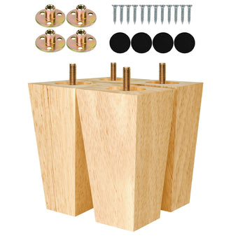 compare product ALBO Wood Furniture Legs 5 inch, Heavy Duty Sofa Legs, Pack of 4 Square Couch Legs Covered with Clear Varnish, Sofa Replacement Parts, for Dresser Legs, Sideboard, Recliner Couch, Circle Chair