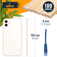 ALBO Wooden Dowel Rods 100 PCS 1/4" x 6" Inch Round Wood Sticks for Crafts, DIY Projects and Macrame Hardwood Assorted Bouquet Sticks Cake Dowels for Tiered Cakes