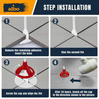 ALBO Tile Leveling System Base Plates 1/16" - 250 PCS - Professional Floor & Wall Spacers, Anti-Lippage Installation Clips for All Tile Formats, Self-Leveling Spacer System
