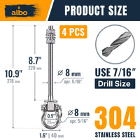 Albo 4 Pack Heavy Duty Swing Hangers – 8.7 Inch, 304 Stainless Steel, 1800 lbs Swivel Hooks for Hammock, Porch, Gym, Punching Bag, Yoga, Playground, Ceiling Mount for Wood & Concrete Indoor Outdoor