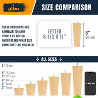 Albo Wood Furniture Legs 8 inch, Heavy Duty Sofa Legs, Pack of 4 Square Couch Legs Covered with Clear Varnish, Sofa Replacement Parts, for Dresser, Sideboard, Recliner Couch, Circle Chair