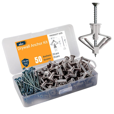 ALBO Drywall Hollow Wall Anchor Kit with Screws, 25 pieces