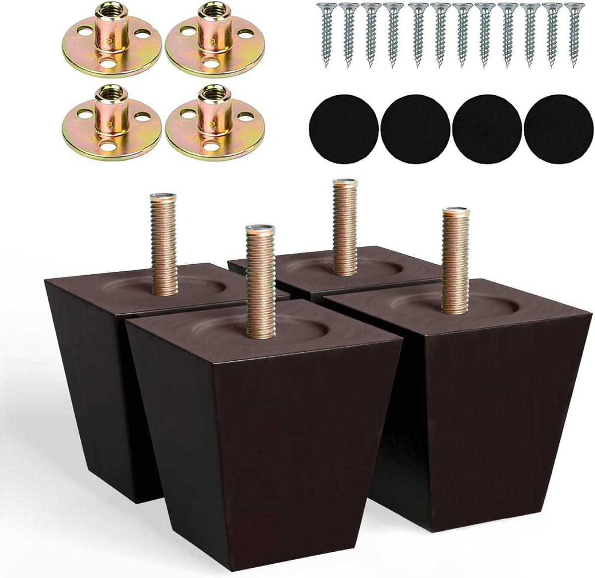 Albo 3 inch Heavy Duty Square Brown Couch Legs Pack of 4