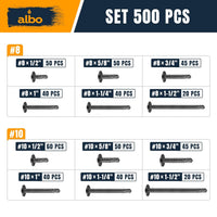 ALBO Black 410 Stainless Steel Self-Tapping Metal Screws 500pcs