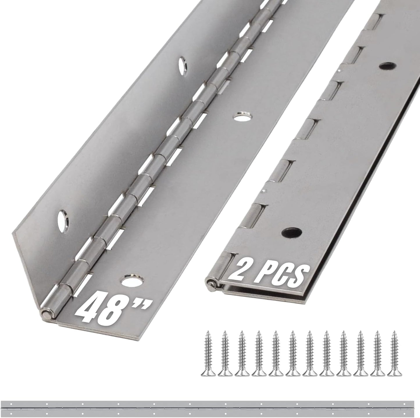 Albo Piano Hinge 48 Inch Silver Heavy Duty (2-Pack)