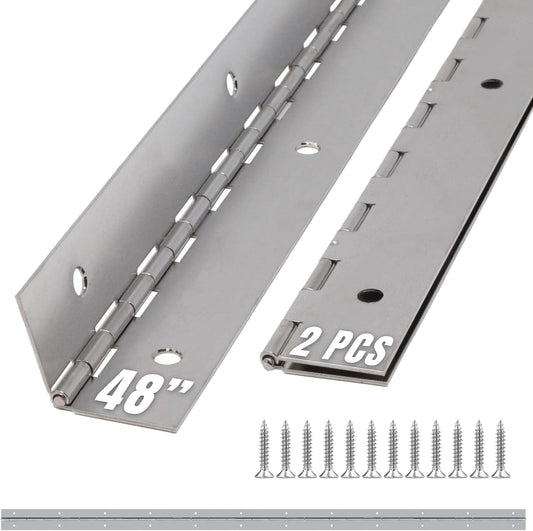 Albo Piano Hinge 48 Inch Silver Heavy Duty (2-Pack)