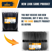 ALBO Heavy Duty Zip Ties 6 inch Black 1000 Pack 40lb
