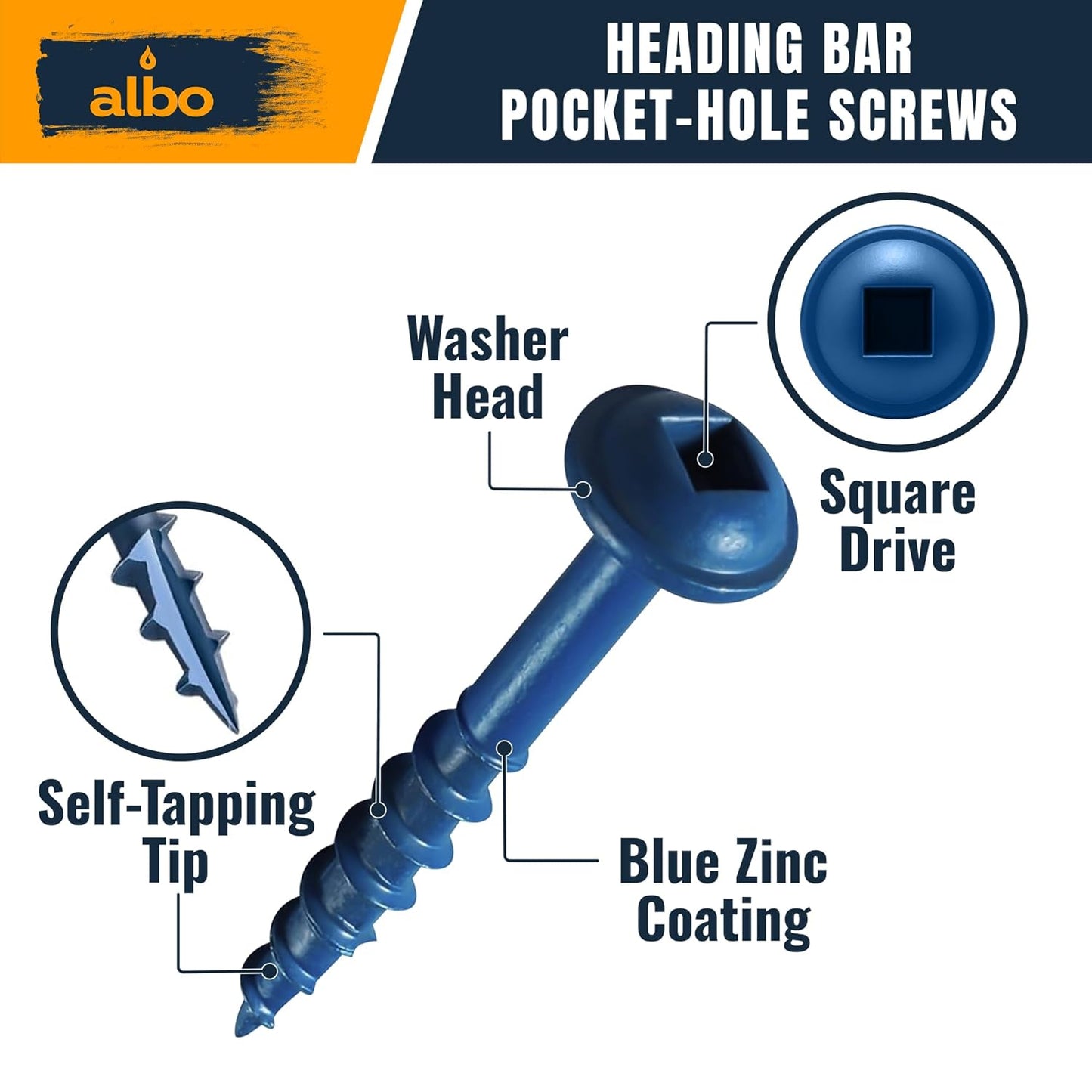ALBO #8 x 1-1/2 inch Pocket Hole Screws 400 Pack
