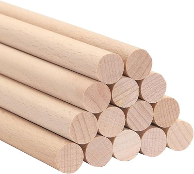 ALBO 1/2" x 36" Wooden Dowel Rods, Birch Natural Hardwood Rods, 25 pieces