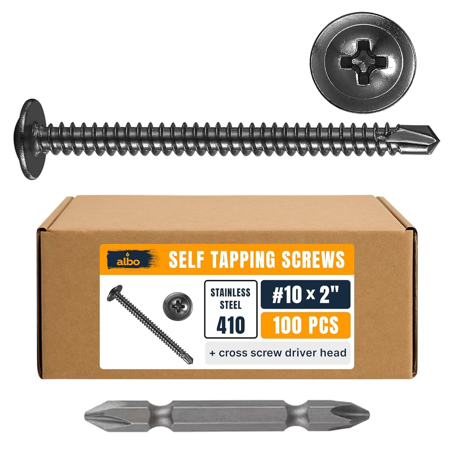 ALBO Stainless Steel Self-Tapping Metal Screws 500pcs