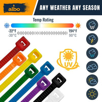 ALBO 800 Pcs. Multicolor Zip Ties, 6 Inch, 40 lb Tensile Strength - Nylon Cable Ties for Home & Office