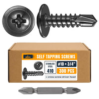 ALBO #8 x 3/4 inch Black Stainless Steel Self-Tapping Screws 300pcs