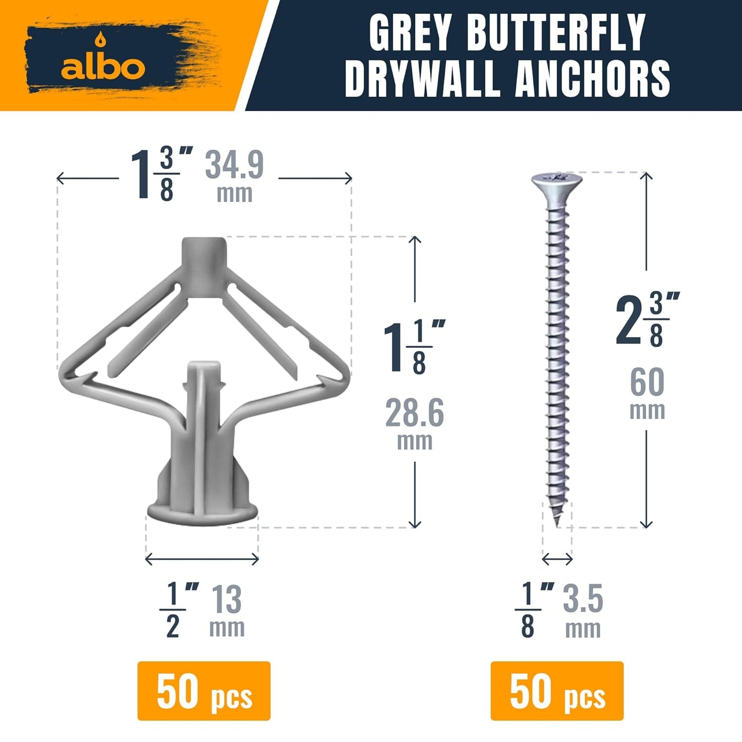 ALBO Drywall Anchor Kit with Screws